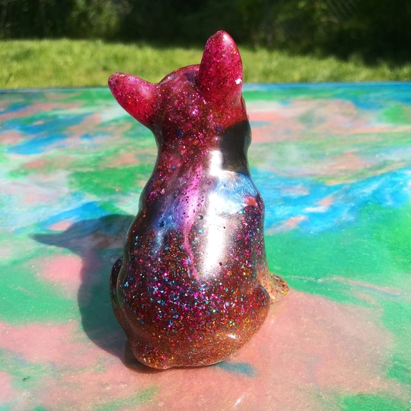 🐕SOLD🐕 Cute Frenchie Bulldog Resin Art Cute Sparkles Gift Shiny Handmade - Picture 10 of 15